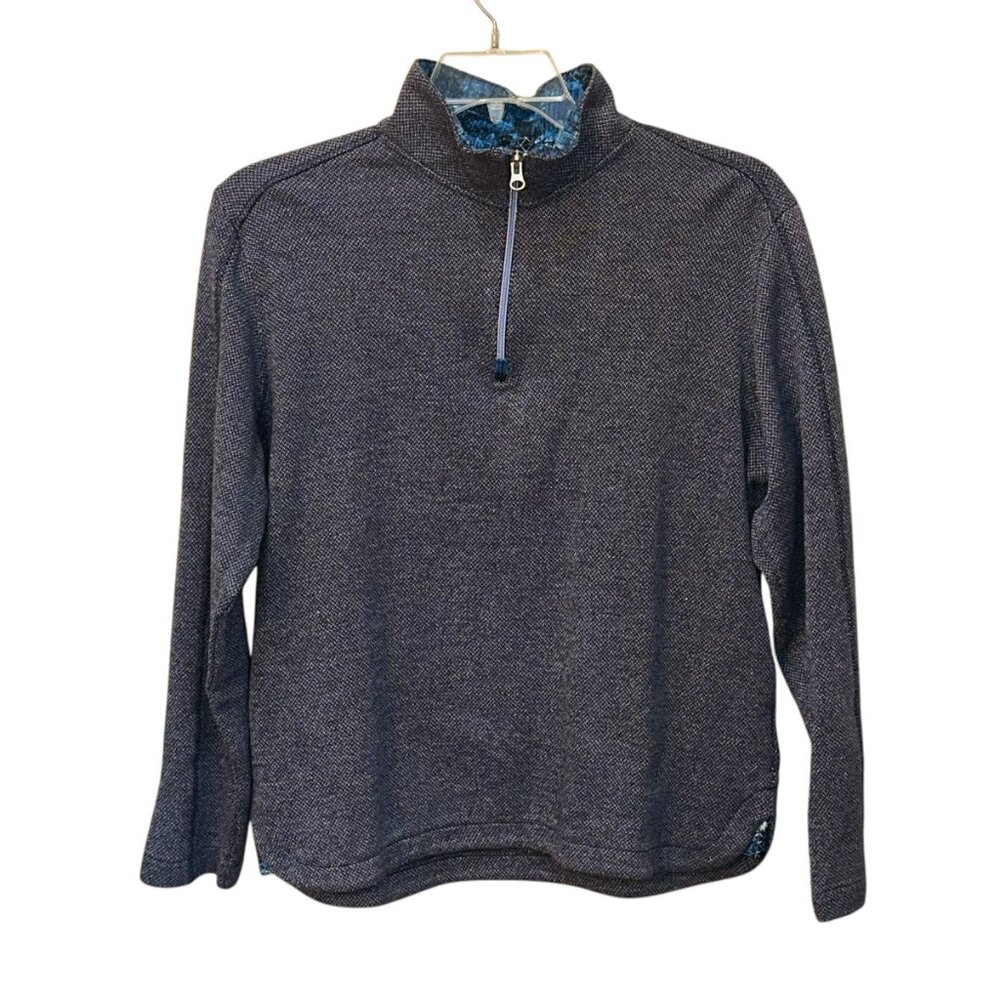 Robert Graham Lindell Long Sleeve Knit In Navy Classic Fit Medium Quarter Zip - Picture 2 of 9